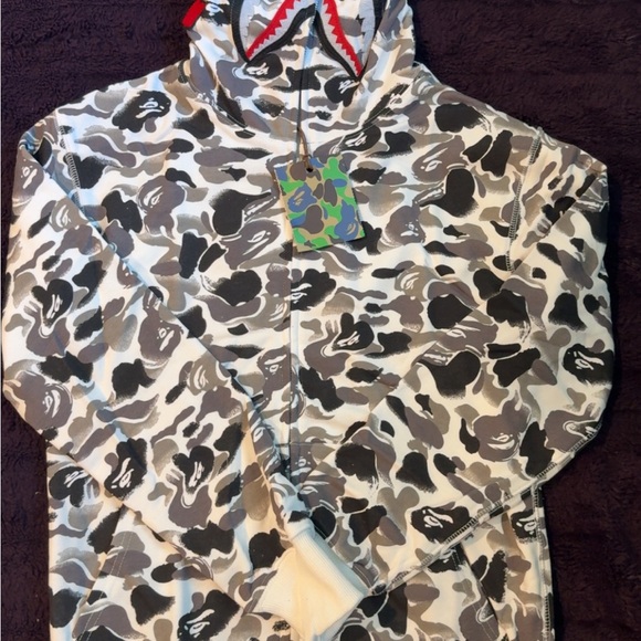 Bape Gray Camouflage Zip-Up Sweater - Picture 1 of 5